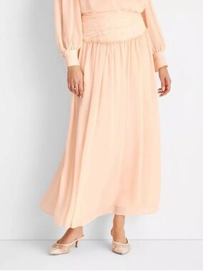 Future Collective Peach Sheer Lined Maxi Skirt